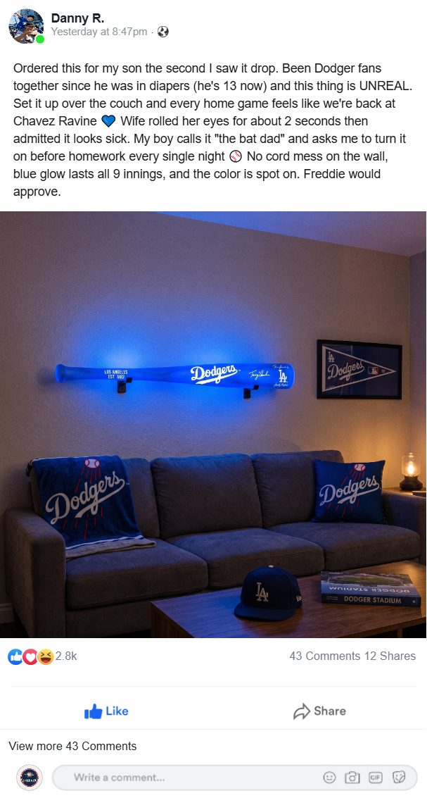 Customer comment about the Lumber Glow bat